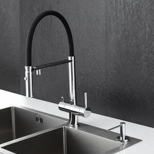 Soap Dispenser for Kitchen Sink Polished Chrome, Stainless Steel Countertop Pump, Built in Sink Soap Dispenser with 47" Extension Tube kit - color: Polished Chrome