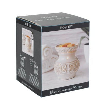 Hosley 5 High Cream Ceramic Electric Warmer. Ideal Gift for Wedding Spa Aromatherapy. Use with Wax Melts Cubes and Fragrance Oils. - color: Cream