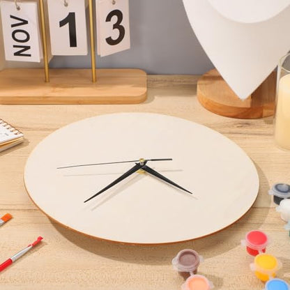 STOBAZA Blank Wooden Clock Dial for Crafts: Unfinished Wooden Dial Painting Clock Face with Pointer & Easel for Kids Learning Accessories DIY Replacement Parts Decorative for Kitchen（Without pointers）