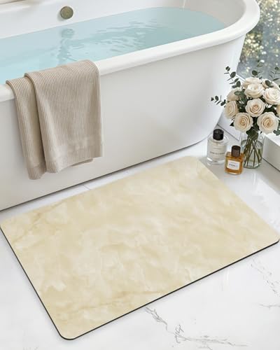 DEXI Bathroom Mat Ultra Thin, 24x16 Non Slip Bath Rug for Shower Floor, Absorbent Quick Dry Marble Bathmats Low Profile, Beige - color: Beige, size: 24" X 16" (Rectangular)