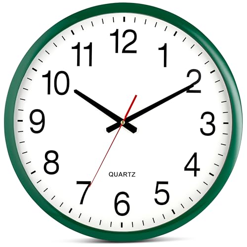 Bernhard Products Hunter Green Wall Clock Silent Non Ticking - XL 18 Inch Quality Quartz Battery Operated Round Easy to Read Home/Office/Classroom/School Clock - color: Hunter Green, size: 18 Inch