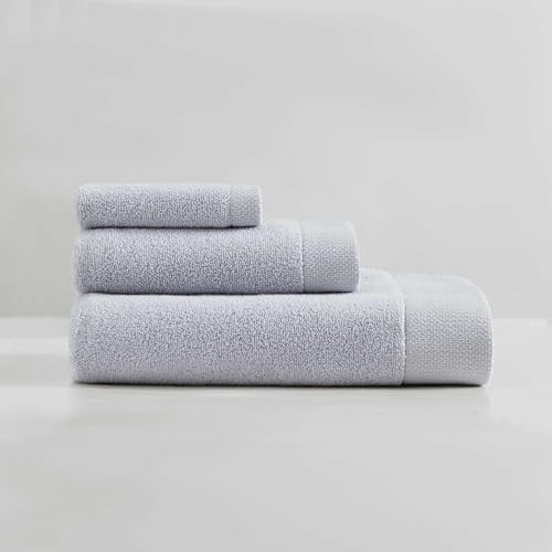 Calvin Klein - Bath Towels, Super Soft & Absorbent Cotton Towels, Zero Twist Construction, Brand Locker Loop for Easy Hanging (Entwine Solid Grey Mist, 3 Piece) - color: Entwine Solid Grey Mist, size: 3 Pack