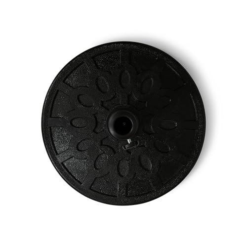 Backyard Expressions 20 lb Round Patio Umbrella Base – Heavy Duty Resin-Coated Calcium Carbonate Stand with Adjustable Pole Adapters Fits 1.5"–2" Poles, Weather-Resistant, Black Finish - color: Black 20 Lb