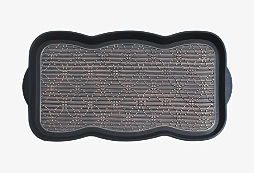 A1 Home Collections Heavy Duty Flexible 16 in. x 31 in. 100% Rubber Boot Mat. Multi-Purpose for Shoes, Garden - Mudroom, Entryway, Garage etc., Black/Copper - style: Geometric Bronze