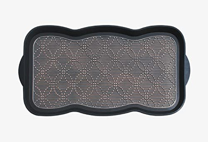 A1 Home Collections Heavy Duty Flexible 16 in. x 31 in. 100% Rubber Boot Mat. Multi-Purpose for Shoes, Garden - Mudroom, Entryway, Garage etc., Black/Copper - style: Geometric Bronze