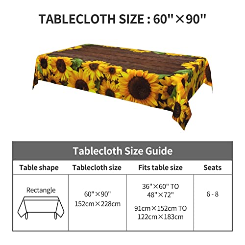 Worltoldb Sunflower Tablecloths Polyester Table Cloth for Kitchen Dinning Table Washable Table Cover for Parties Wedding Picnic Farmhouse - color: White5