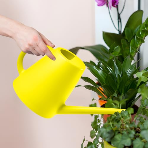 ZXJ Grip Plant Watering Cans for Indoor and Outdoor Home Garden Plants - with Long Spout - Yellow- 1/2 Gallon - color: Yellow