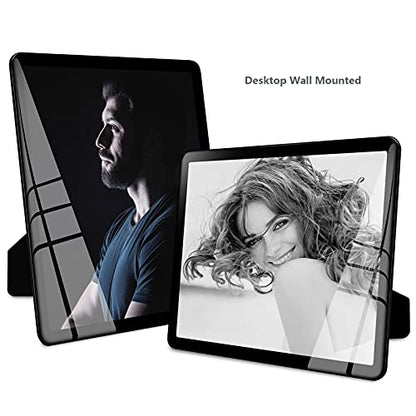 Bluesun 8x10 Picture Frame Black Standing can be Vertical and Horizontal - Real Glass Frames, Cool 8×10 Photo Frame, Wall Frames Gifts for Men Boyfriend Dad Boss and Loved Ones(8x10, Black) | 8×10 Photo Frame Black with Tempered Glass & Rounded Corners, W