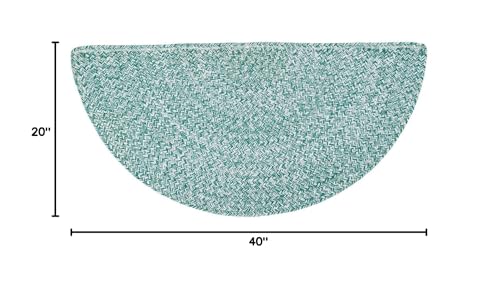 Super Area Rugs Farmhouse Braided Rug Cotton Kitchen Reversible Carpet Light Green & White, 20" X 40" Half Circle - color: Light Green & White, size: 1'8" x 3'4" (Semicircular)