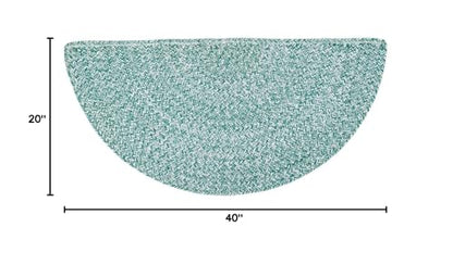 Super Area Rugs Farmhouse Braided Rug Cotton Kitchen Reversible Carpet Light Green & White, 20" X 40" Half Circle - color: Light Green & White, size: 1'8" x 3'4" (Semicircular)