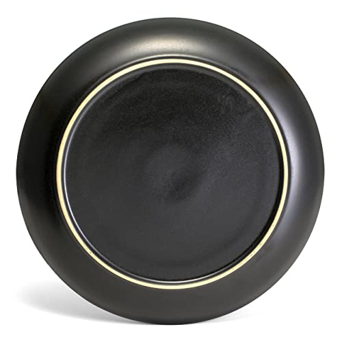 Sango 16-Piece Stoneware Dinnerware Set for 4, Glossy Black/Blue Big Dinner Plates and Bowls Sets with Reactive Glaze, Ceramic Dish Set, Modern Beautiful Dishes, Microwave & Dishwasher Safe, Resona - color: Blue, size: 16-Piece Set