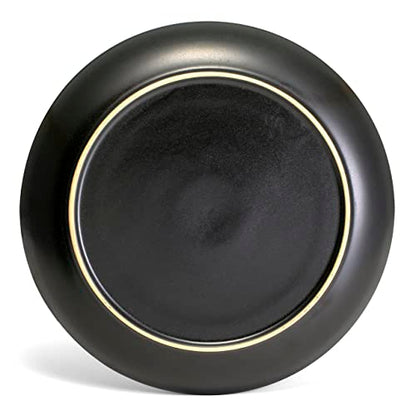 Sango 16-Piece Stoneware Dinnerware Set for 4, Glossy Black/Blue Big Dinner Plates and Bowls Sets with Reactive Glaze, Ceramic Dish Set, Modern Beautiful Dishes, Microwave & Dishwasher Safe, Resona - color: Blue, size: 16-Piece Set