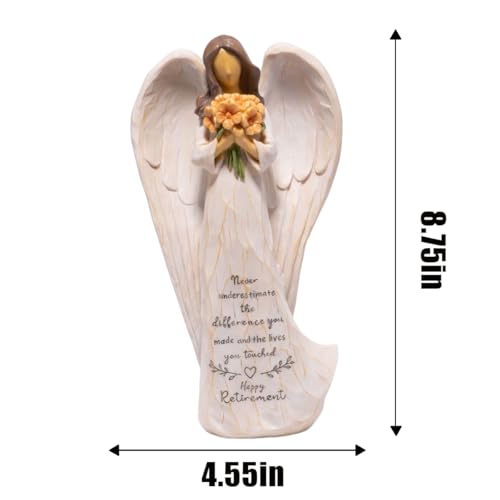 Hodao Retirement Gift for Woman, Angel Figurine with Inspirational Sentiment, Hand-Painted Resin Retirement Keepsake for Coworker, Teacher, Nurse, Friend, Retirement Party Decoration - style: Retirement Gifts