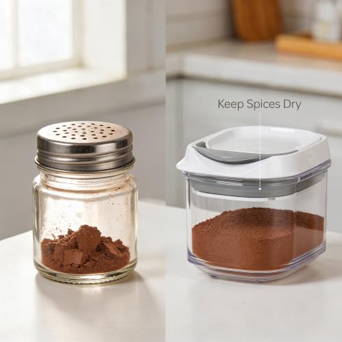 Felli Shake N Stor Baking Canister with Shaker Lid + Pour Spout + Leveler ALL IN ONE Storage Container Pantry Kitchen Organizer Spice Jars Parmesan Powder Dispenser Bottles (0.13qt, 6PC Set) - color: 0.13qt, 6PC Set