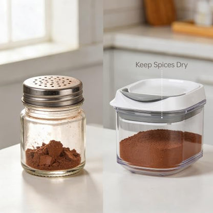 Felli Shake N Stor Baking Canister with Shaker Lid + Pour Spout + Leveler ALL IN ONE Storage Container Pantry Kitchen Organizer Spice Jars Parmesan Powder Dispenser Bottles (0.13qt, 6PC Set) - color: 0.13qt, 6PC Set