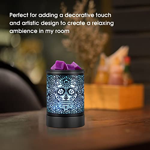 Enaroma Fragrance Wax Melts Warmer with 7 Colors LED Changing Light Scent Oil Candle Warmer for Home Office-Skull Timer - color: Skull Timer