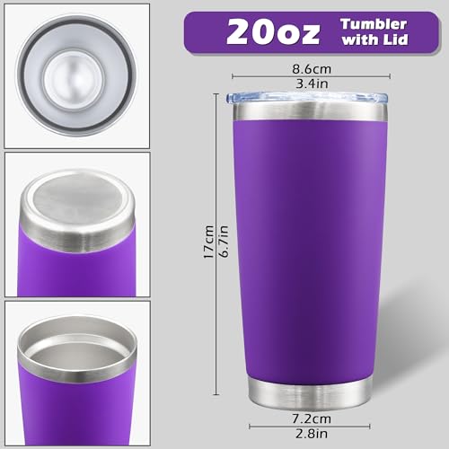 20oz Tumbler with Lid Stainless Steel Tumblers Insulated Mug Purple 12P - color: Purple