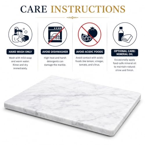 8×12 Inches White Marble Cheese & Charcuterie Board | Natural Marble, Non-Slip Feet, Cutting Board & Pastry Slab, Premium Stone Kitchen Tray - color: White, size: 12"L x 8"W