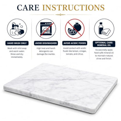 8×12 Inches White Marble Cheese & Charcuterie Board | Natural Marble, Non-Slip Feet, Cutting Board & Pastry Slab, Premium Stone Kitchen Tray - color: White, size: 12"L x 8"W