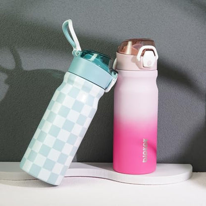BJPKPK 18 oz Water Bottle with Straw & Handle, Insulated Stainless Flask | Leak Proof Locking Lid, Thermal, Double Wall Vacuum, Metal, Keeps Hot/Cold, BPA Free, Travel & Sports, Plaid - color: Plaid, size: 18 Ounces