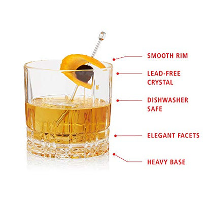 Spiegelau Perfect Serve Single Old Fashioned Glass Set, Set of 4 Lowball Cocktail Glasses, European-Made Lead-Free Crystal, Dishwasher Safe, Professional Quality Cocktail Glass Gift Set, 9.5 oz - style: S.O.F. glass