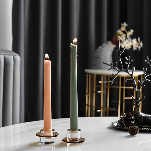 Kitcom Taper Candle Holders Pack of 2, Small Cute Candle Holders for Table Centerpiece, Home Decor and Party, Brown