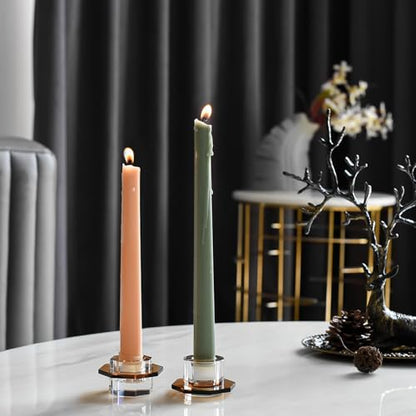 Kitcom Taper Candle Holders Pack of 2, Small Cute Candle Holders for Table Centerpiece, Home Decor and Party, Brown