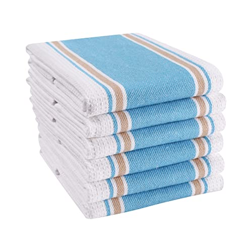LFH Home Soft Cotton Dish Towels Premium Absorbent Kitchen Towels for Cleaning Drying and Wiping Counters Decorative Tea Towels Stylish and Fade Resistant Drying Dishes Easy Wash-18x28 Inch-Turquoise - color: Turquoise, size: 18x28 - Broad Stripe