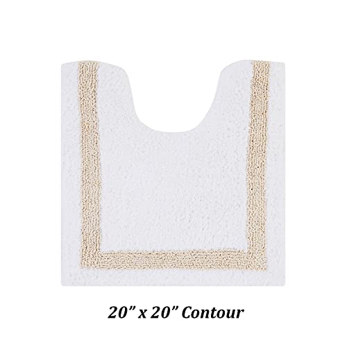 Better Trends 100% Cotton Hotel Collection Bath Mats Set, White & Sand Mats - Tufted, Reversible & Absorbent & Machine Washable 2 Piece Bathroom Rug Set, Toilet Base & Sink Bath Mat Rug - color: White & Sand, size: 2 Piece Set (17" x 24" | 20" x 20")