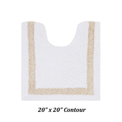 Better Trends 100% Cotton Hotel Collection Bath Mats Set, White & Sand Mats - Tufted, Reversible & Absorbent & Machine Washable 2 Piece Bathroom Rug Set, Toilet Base & Sink Bath Mat Rug - color: White & Sand, size: 2 Piece Set (17" x 24" | 20" x 20")