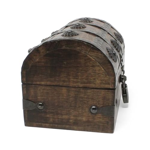 Keepsake Wooden Treasure Chest with Antique Jewelry Lock and Key - Velvet Lined Interior (Medium 6.5 x 4.5 x 4.5) – Decorative Box, Pirate Wooden Chest, Wood Box with Lid - size: Medium 6.5 x 4.5 x 4.5"