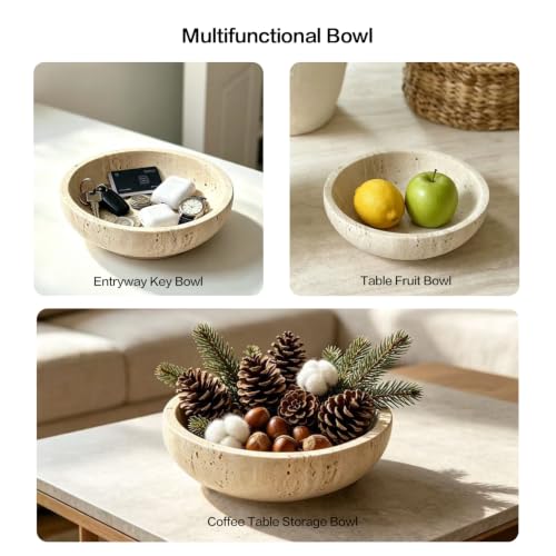 WILD WORKS Natural Travertine Bowl, 6"Stone Decorative Bowls, Catchall Tray