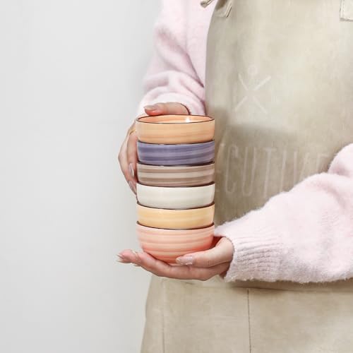 Selamica Ceramic Dipping Bowls, 4 OZ Mini Bowls for Sauce, Condiments, Side Dishes, Charcuterie Boards, Microwave Dishwasher Safe, 3.5 Inch, Set of 6, Maillard - color: Maillard, size: 4 Oz