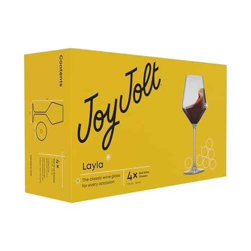 JoyJolt Layla Italian Red Wine Glasses, Set of 4, 17 oz Clear – Made in Europe - style: Red Wine Glasses