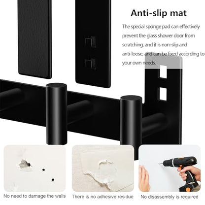 WUIVIUT Door Towel Rack, Wooden Door Metal Hook, Heavy-Duty Storage Clothes Hanger, Outerwear Backpack (4 Hook, Fits 1-3/4'' Thick) - size: T Shape 4 Hook, Black