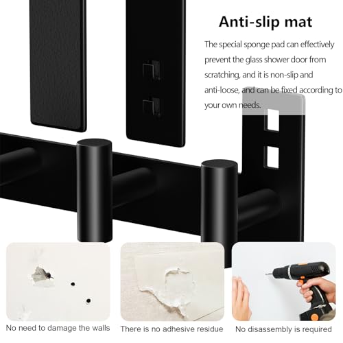 WUIVIUT Over The Door Hooks, Coat Rack Over The Door Heavy Duty Towel Rack Clothes Hanger for Bathroom liveroom Kitchen (3 Hook, Fits 1-3/4'' Thick) - size: T Shape 3 Hook, Black