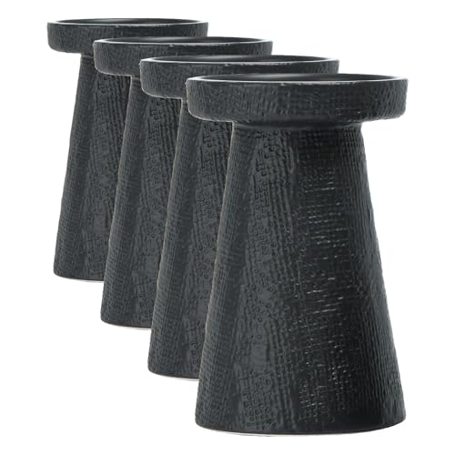 Main + Mesa Stoneware Pillar & Taper Candle Holders,(Pack of 8) - color: Black, size: Set of 8