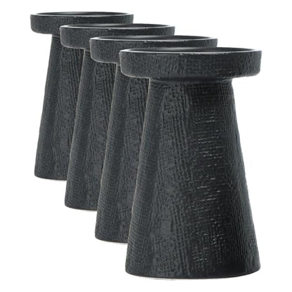 Main + Mesa Stoneware Pillar & Taper Candle Holders,(Pack of 8) - color: Black, size: Set of 8