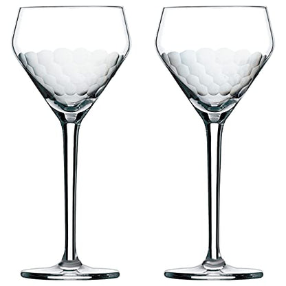 Amehla x The Educated Barfly Collection Coupe Glass Handblown Teardrop Nick and Nora Cocktail Glass - 6-ounce, Set of 2 Martini Glasses for Up Cocktails (Hand-Etched Honeycomb) - style: Hand-Etched Honeycomb
