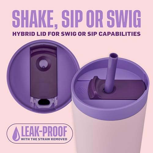 BlenderBottle Tumbler 2-in-1 Stainless Steel Shaker Cup 24 oz, Velvet Blush | Leak-Proof with Straw Removed | Blenderball Whisk Technology | Sip or Chug Spout | Protein | Greens | Hydration - color: Velvet Blush, size: 24 Ounces