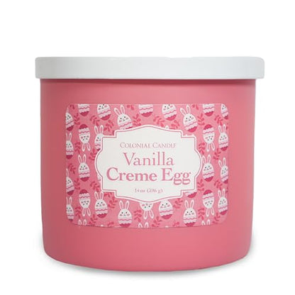 Colonial Candle Vanilla Creme Egg Scented Jar Candle, Easter Collection, 3 Wick, 14 oz - Up to 60 Hours Burn, Easter Candle, Made in the USA - color: Vanilla Creme Egg