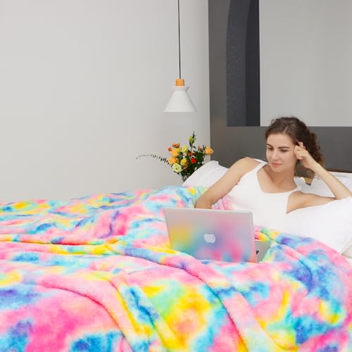 MUGD Fleece Blanket Throw Blanket Throw Blanket for Couch Soft Lightweight Cozy Microfiber Blankets & Throws - color: Pink Rainbow, size: Throw(50"x70"/ 130x150cm)