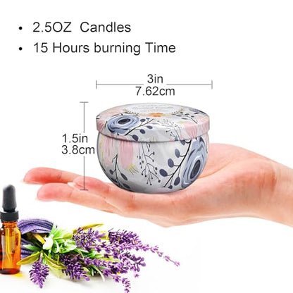 Scented Candles Gifts Set 24 Pack Soy Wax Travel Tin Jar Candles for Home 2.5 OZ for Mom for Christmas, Home Scented Decoration Birthday, Thanksgiving, Mother's Day, Floral Pattern