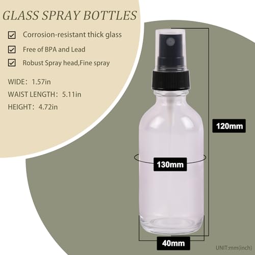NOOEEISS Clear Glass Small Spray Bottles 2 oz 48 Packs,Fine Mist Sprayer Pretty Finish,Refillable Containers mini spray bottles for Cleaning Solutions and Skin Care (Clear 48Pack) - color: Clear, size: 48Pack