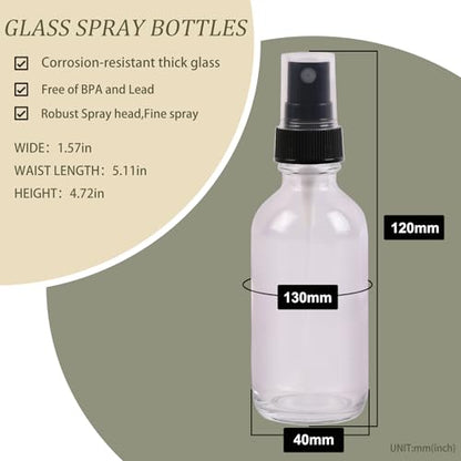 NOOEEISS Clear Glass Small Spray Bottles 2 oz 48 Packs,Fine Mist Sprayer Pretty Finish,Refillable Containers mini spray bottles for Cleaning Solutions and Skin Care (Clear 48Pack) - color: Clear, size: 48Pack
