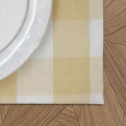 Beige & White 2 Side Cotton Buffalo Check Farmhouse Placemats Set of 4 Heat Resistant Dining Table Place Mats for Kitchen Table, 12 x 18 inches - color: Plaids Beige & White, size: Rectangular Placemats 12" x 18"