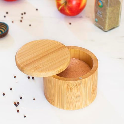 Totally Bamboo Salt Cellar with Swivel Lid, Salt Container for Countertop | Easy-open magnetic lid for one-hand use while cooking. 6 oz salt box for favorite salts, seasonings, or herbs. - style: Original Salt Box