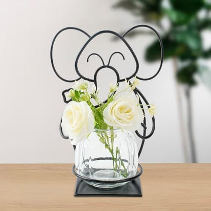 Desktop Glass Planter Hydroponics Vase, Planter Round Vase with Holder for Home Decoration, Modern Creative rabbit Plant Terrarium Stand, Scindapsus Container | Planter Round Vase with Holder for Home Decoration, Modern Creative Terrarium Stand, Great for