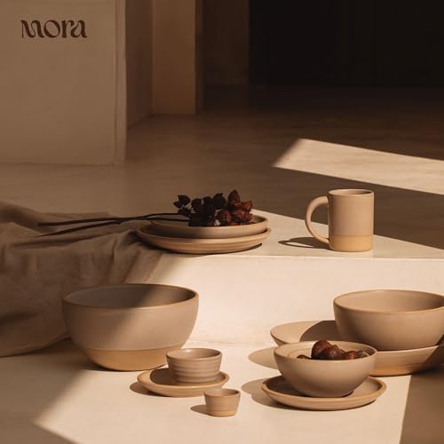 Mora Medium Mugs Set of 4, 16oz Ceramic Pottery Latte Mugs/Coffee Cups - Microwave and Dishwasher Safe - Mushroom - color: Mushroom