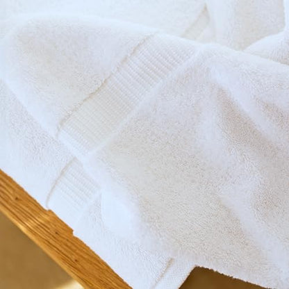SALBAKOS 4-Piece 100% Turkish Cotton Bath Towels, 27x54 inch, White | Standard Size, 630 Gsm Thick Super Soft Highly Absorbent Quick-Dry Bathroom Towel, Premium Hotel & Spa Quality Made in Turkey - color: White, size: 4 Bath Towels
